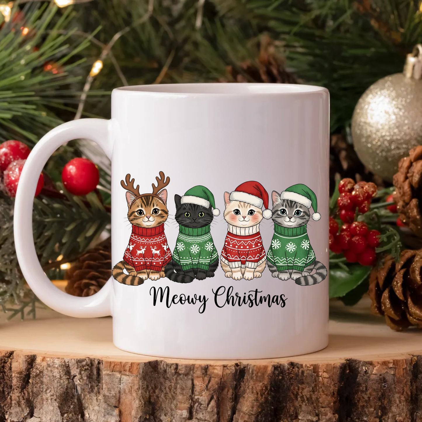 Meowy Christmas mug